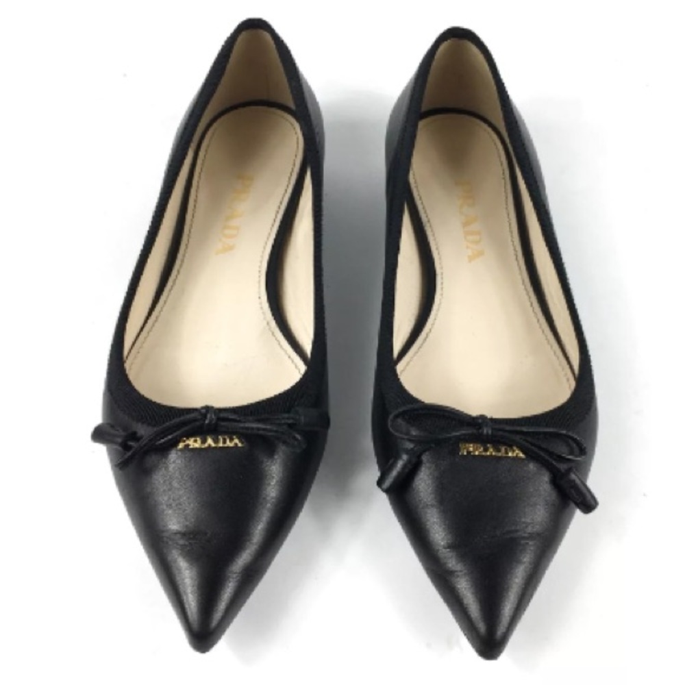 Size 5 / 35 PRADA Black Calf Leather Flats